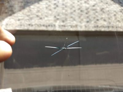 Crack on a glass surface.