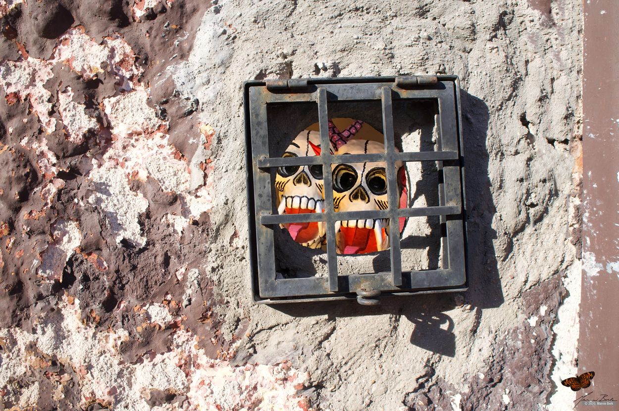 Mexican Day of the Dead power moves. Marvin Berk photomontage Collage San Miguel de Allende