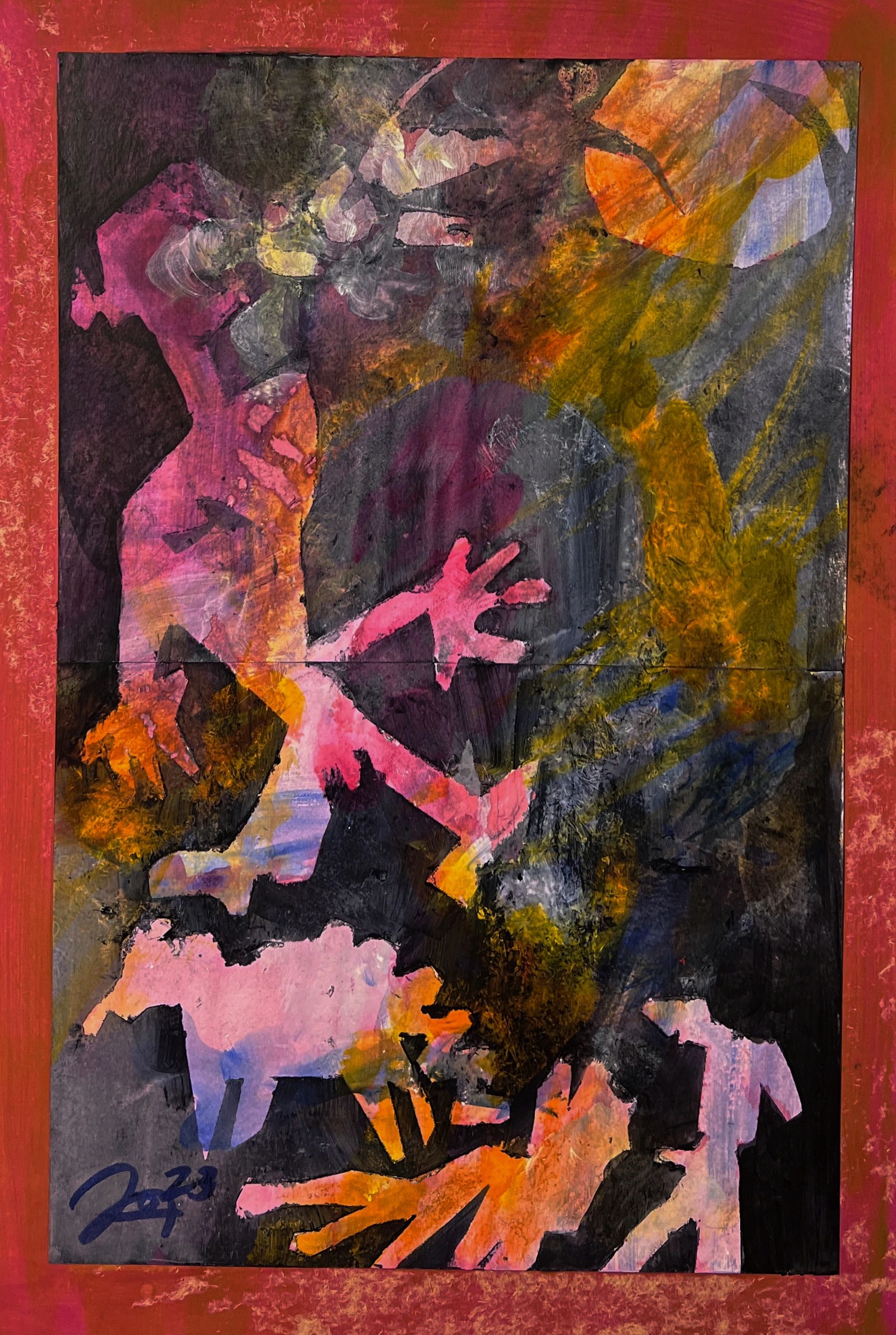 Expressionist painting about desperate shouting