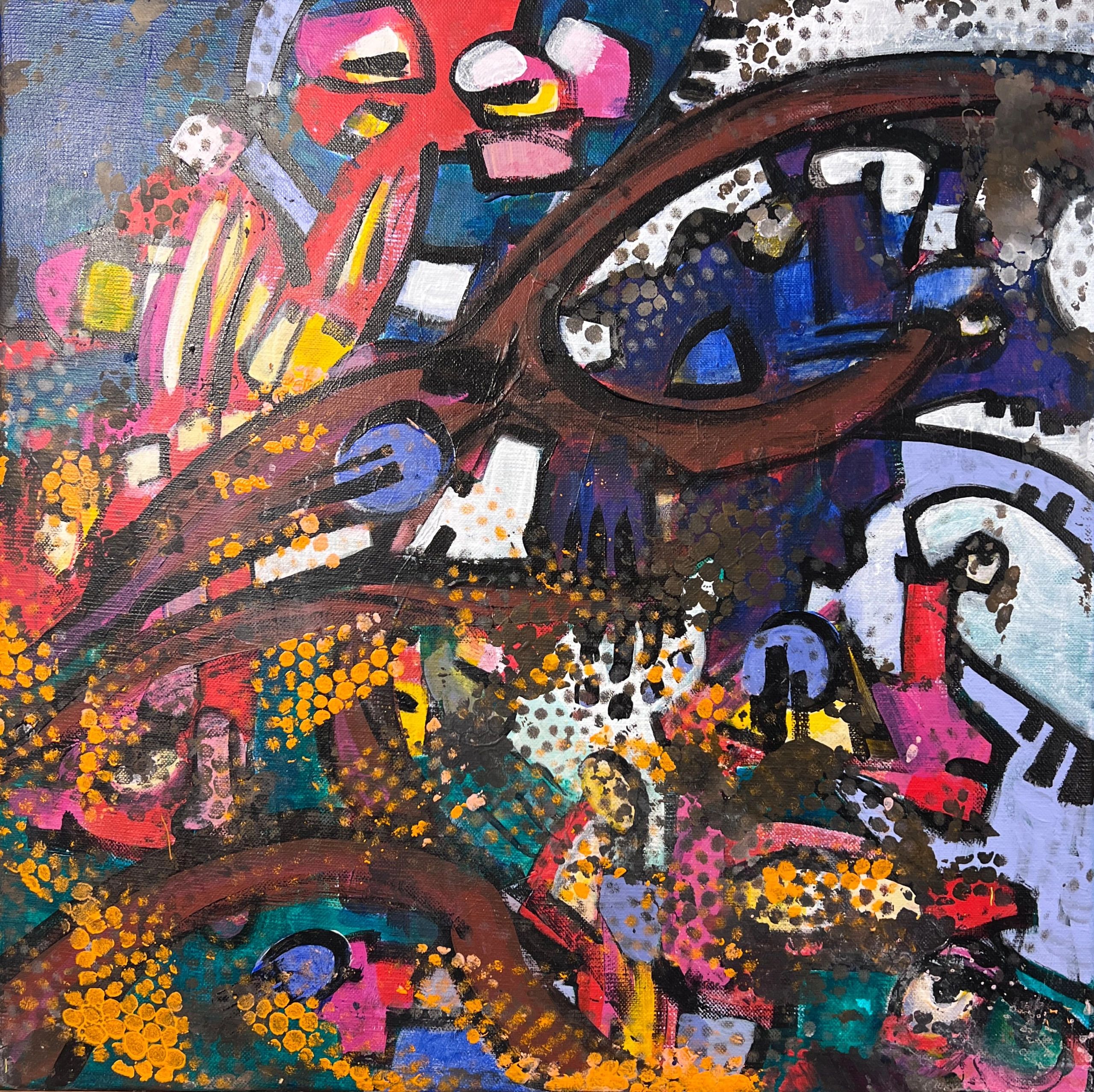 Expressionist painting about a blue camel