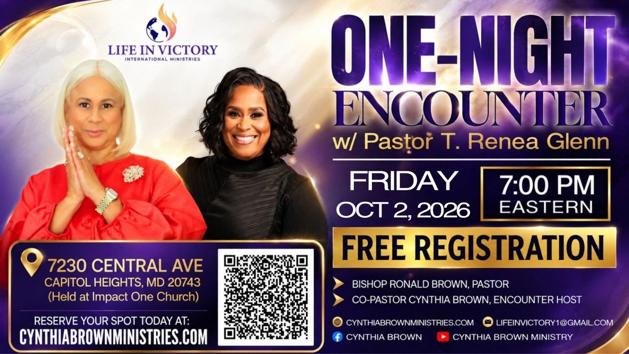 Flyer for One-Night Encounter event with Pastor T. Renea Glenn on Oct 2, 2026.