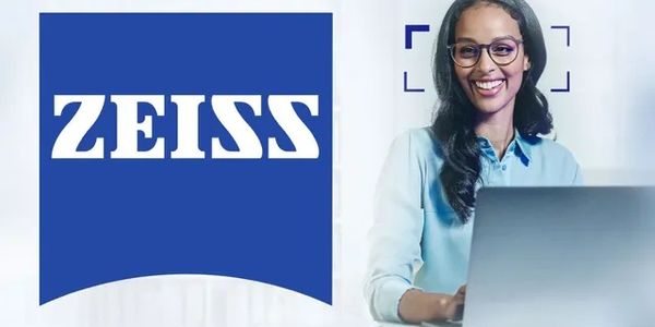 ZEISS logo with a woman smiling 