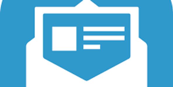 Blue icon of an envelope with a letter inside.