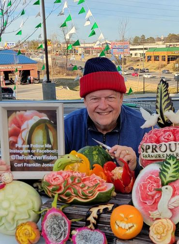 LiveFruit Carving exhibition at Sprouts Farmer's Market grand opening, January 2023.