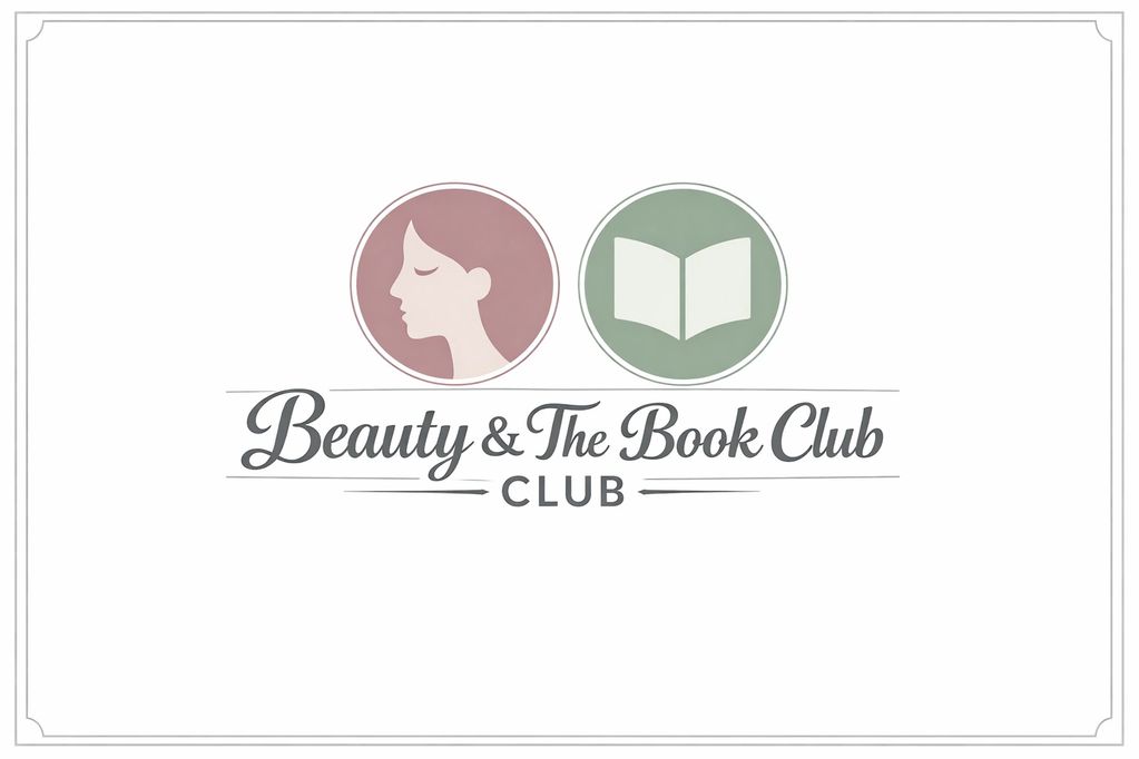 Logo for Beauty &amp; The Book Club with icons of a woman's profile and an open book.