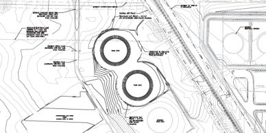 Technical site plan showing water tanks and related infrastructure.