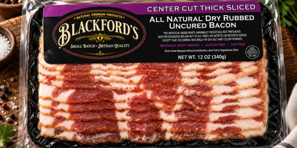 Package of Blackford's center cut thick sliced bacon.