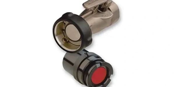 Wireless internet cable connector with protective caps.