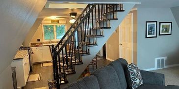 Living room view toward kitchen.