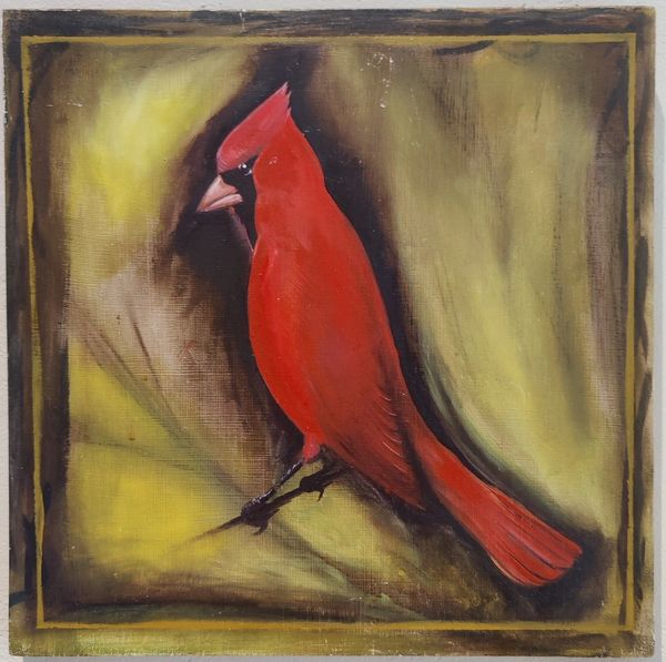 « Un cardinal » « Une peinture acrylique sur bois. 