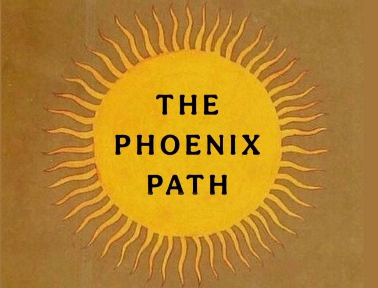 A sun illustration with the text 'The Phoenix Path' inside it.