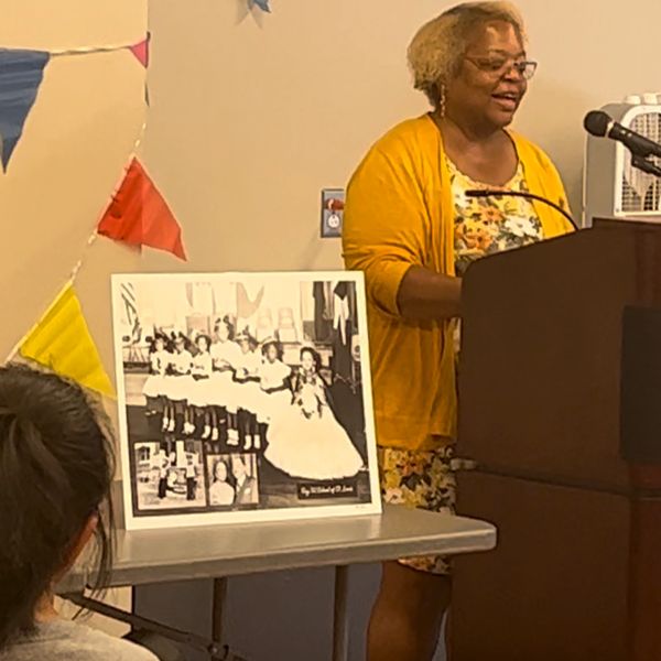 Francene Hill at book reading event