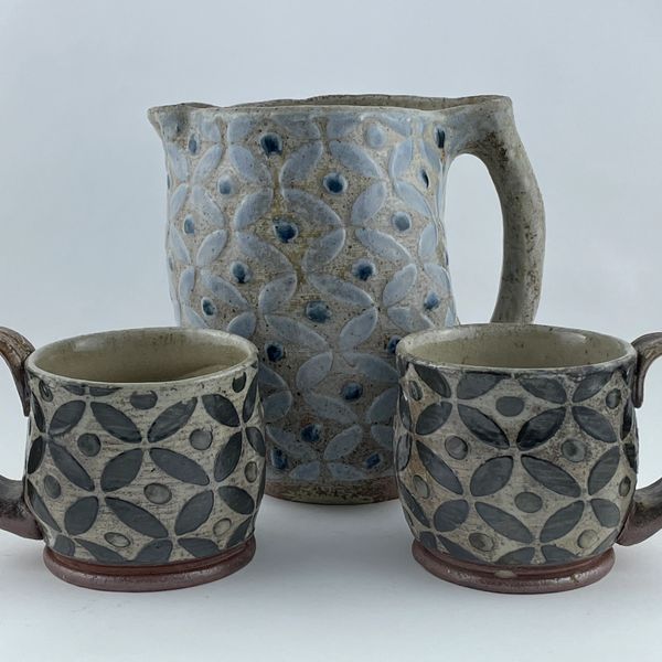 wood -salt fired mugs and pitcher by mdoxey