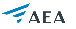 Logo featuring blue stylized wings and the letters AEA.