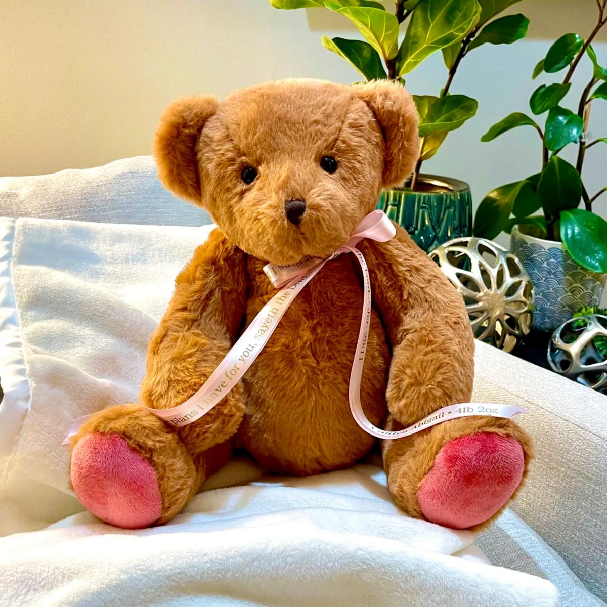 NICU Weighted Keepsake Bear/Custom Ribbon