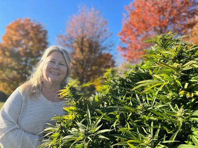 Ruthy Duvall, Bear Hill Founder, Farmer and Producer of quality hemp products, with this year's hemp