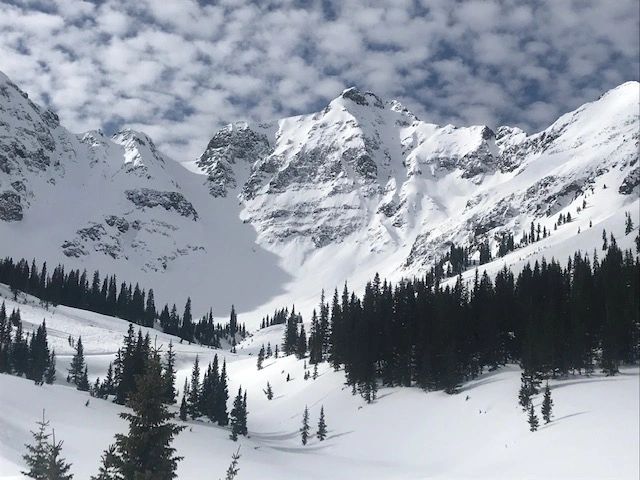 Alpine basin in winter, snow storage
