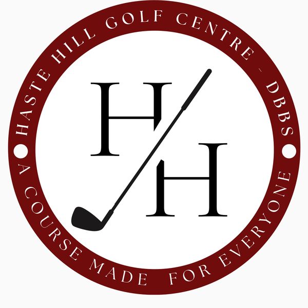 Logo of Haste Hill Golf Centre with golf club and initials H/H.