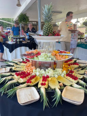 Fruit display buffet at Karns Lions Club Annual Luau Fundraiser