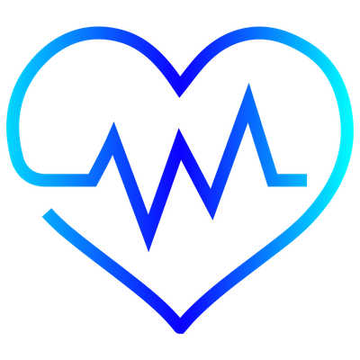Blue heart shape with an ECG line inside representing health and heartbeat.