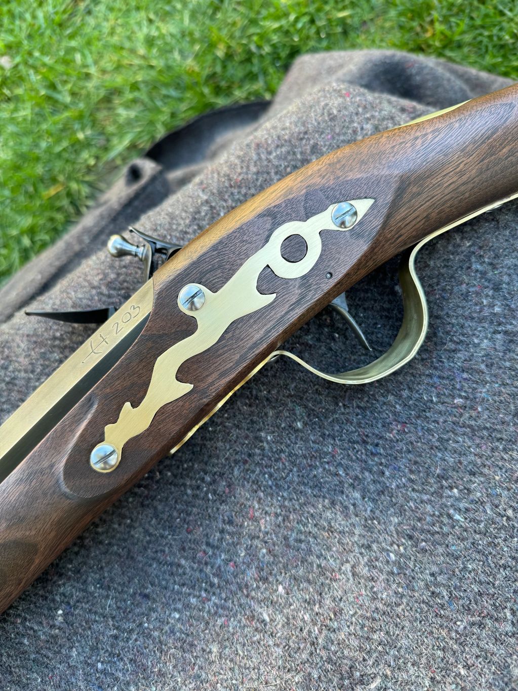 Blunderbuss handmade serpent sideplate.
The side plate can be engraved for an additional fee. Contac