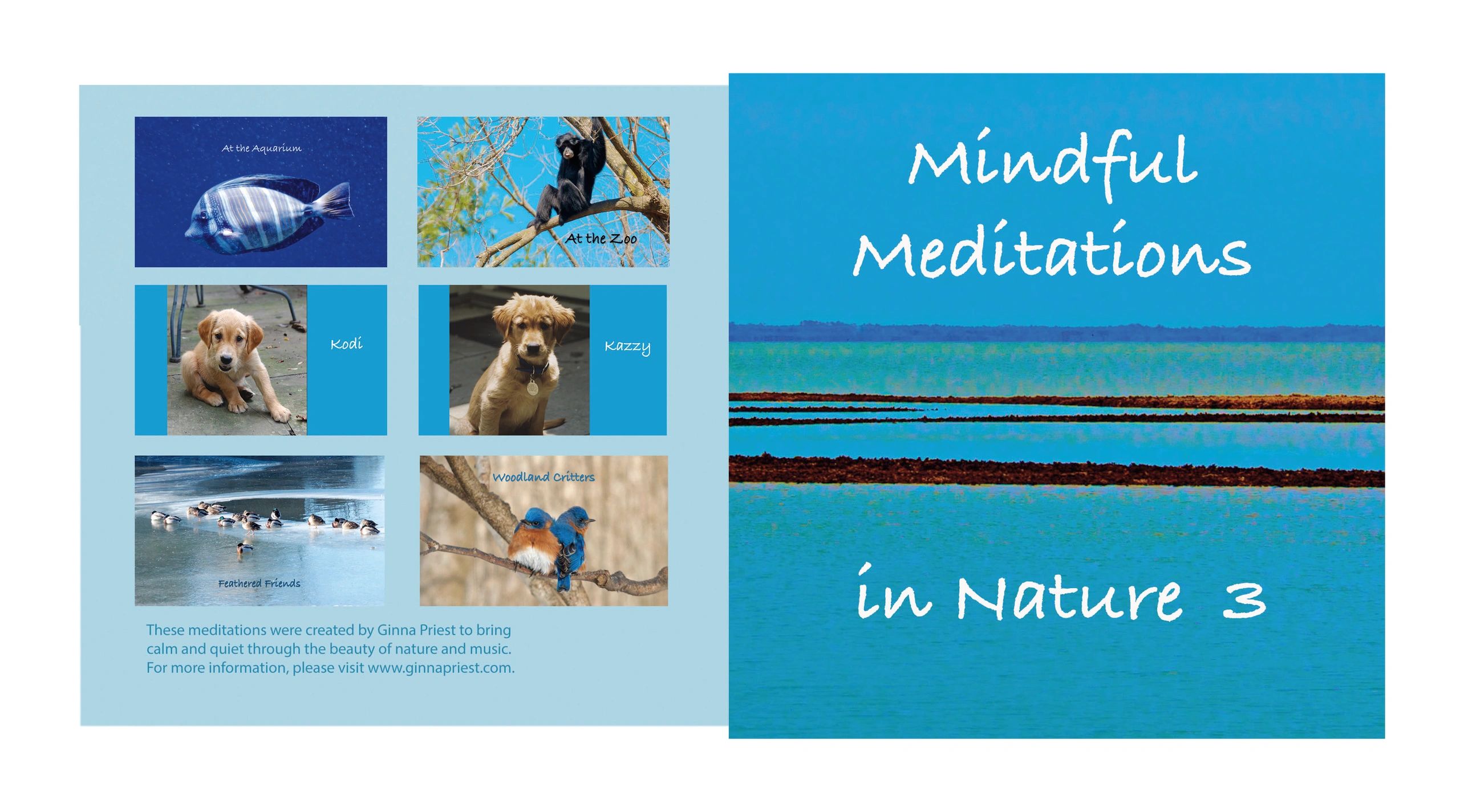 Cover of 'Mindful Meditations in Nature 3' featuring serene nature and animal photos.
