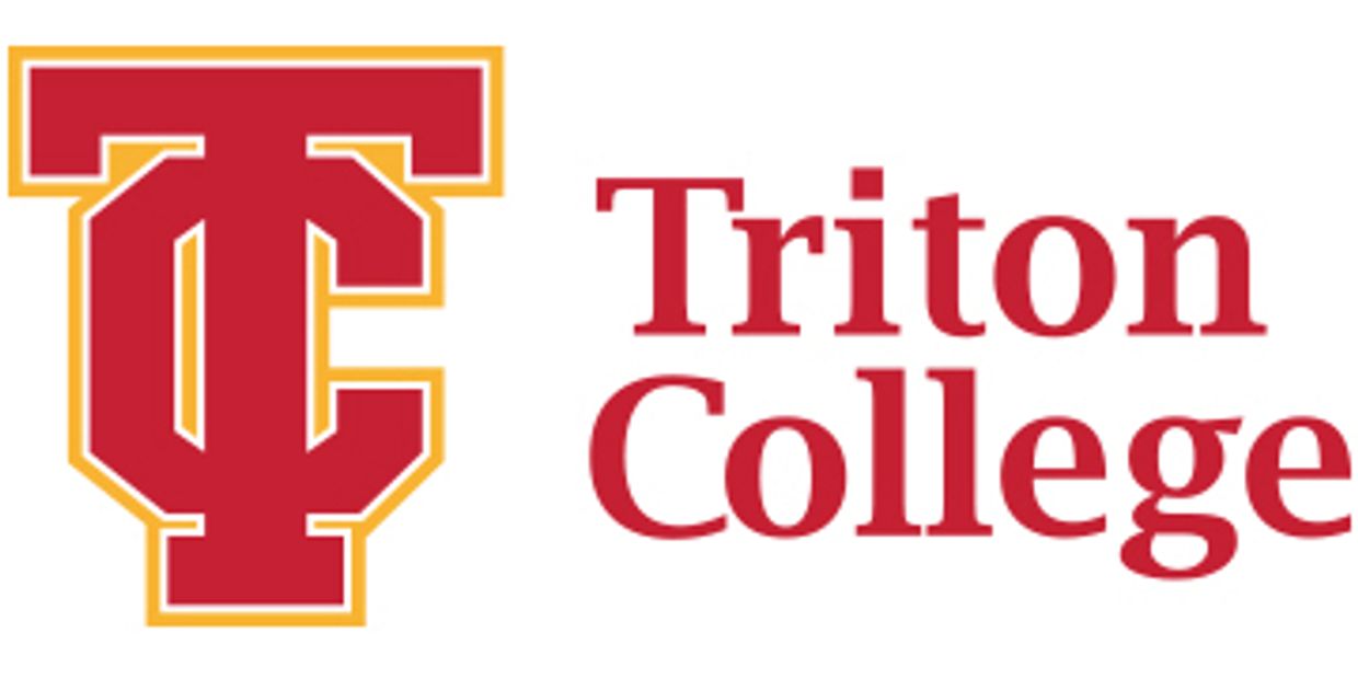 Triton College logo with red and gold colors.