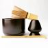 Black matcha bowl with whisk, whisk holder and matcha scoop