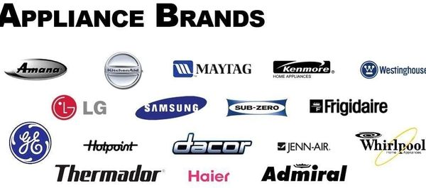 Appliance Brands - KitchenAid, Maytag, Kenmore, LG, Samsung, Frigidaire, GE, Jenn-AIr, Whirlpool