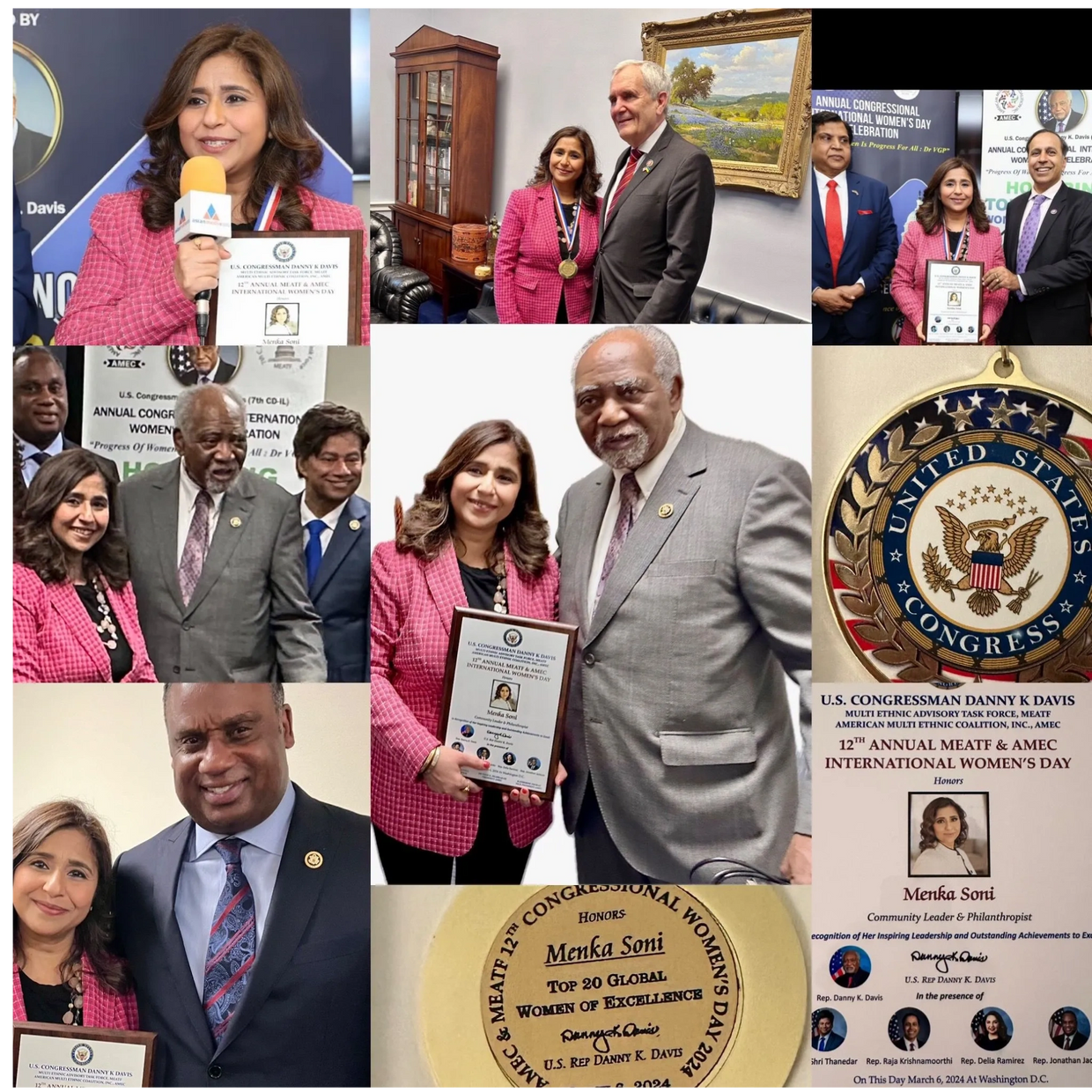 Awarded as Top 20 Women of Excellence by United States Congress at the White House in Washington DC.