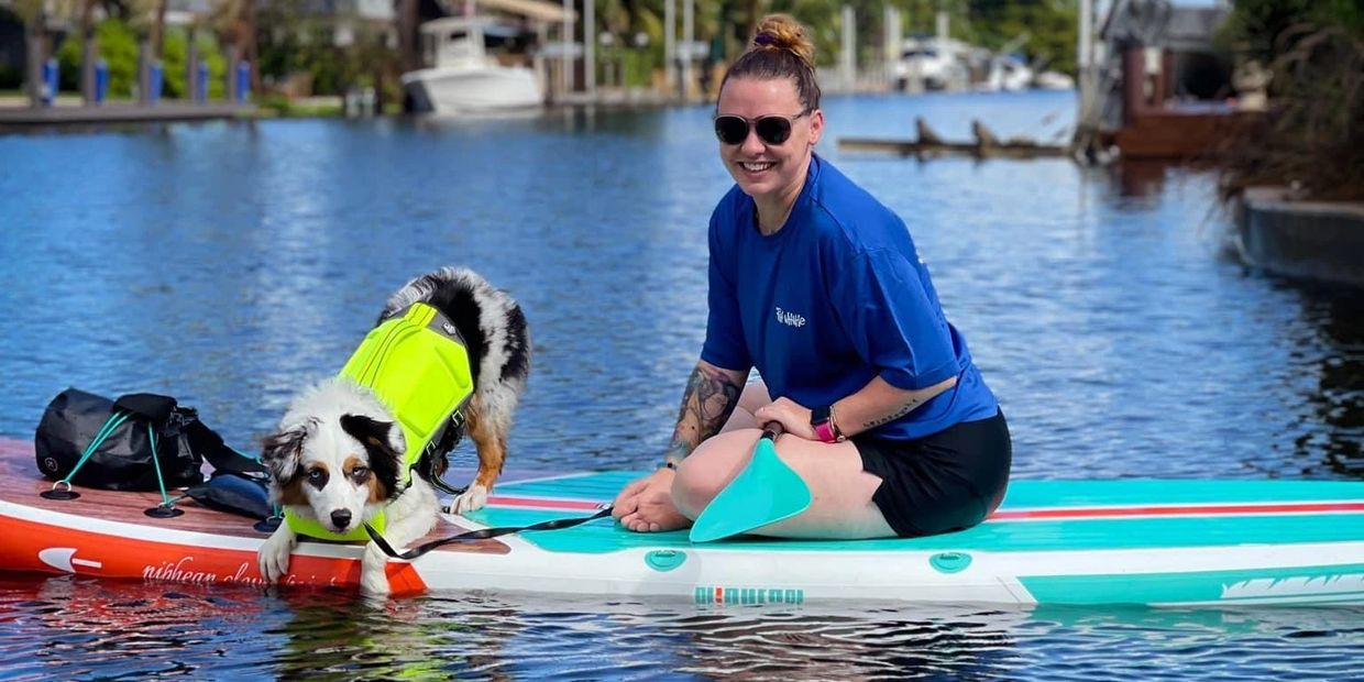 Paddle boarding with dogs