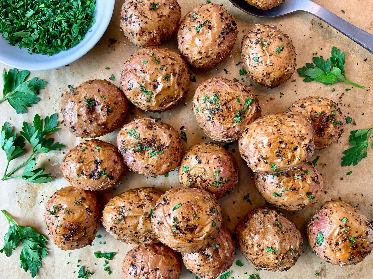 Roasted Purple Potatoes Recipe With Garlic and Cilantro