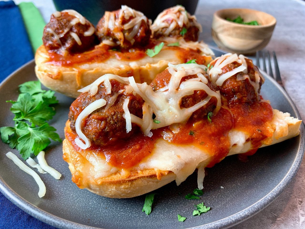 Meatball Subs on Garlic Mozzarella Bread
