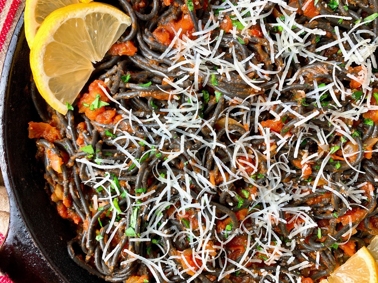 Squid Ink Pasta With Fiery Tomato Sauce