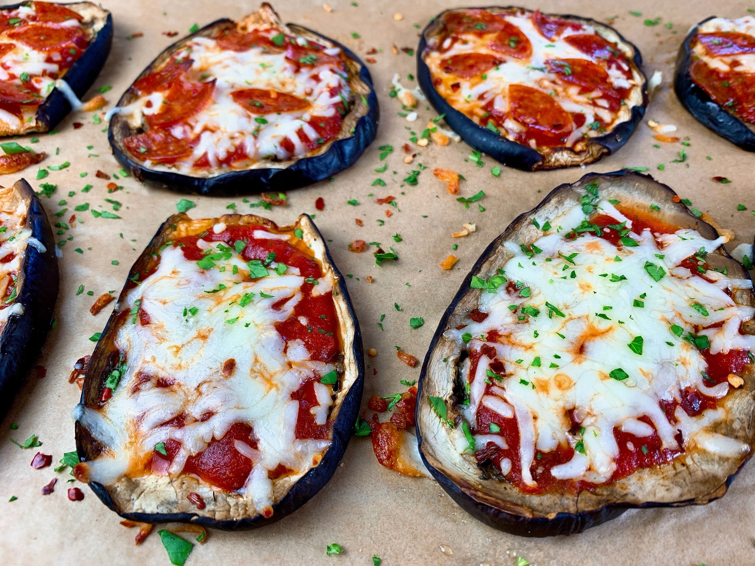 Grilled Eggplant Pizzas