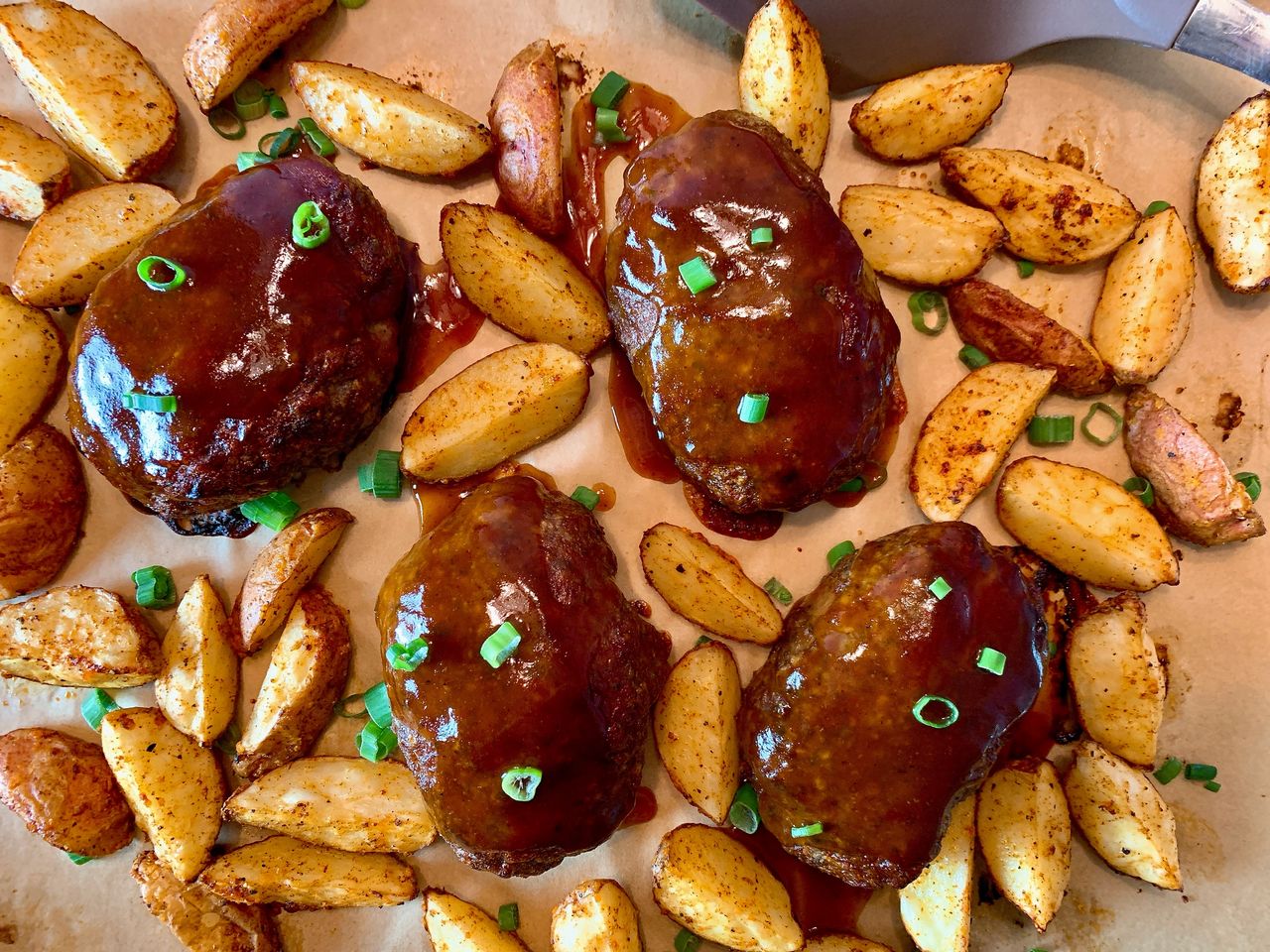 Sheet Pan Mini Meatloaf and Roasted Potatoes - The Recipe Rebel