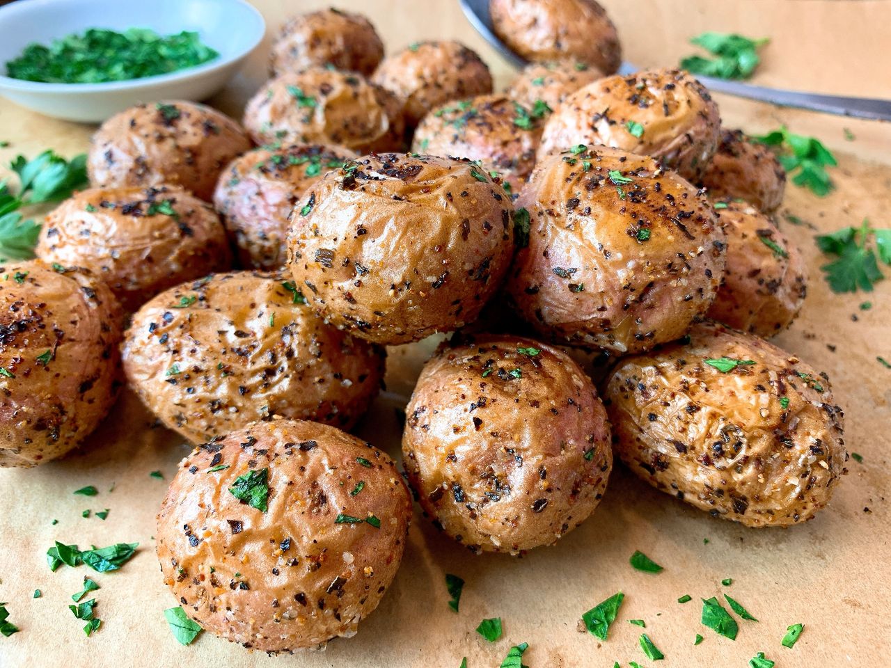 Roasted Purple Potatoes Recipe With Garlic and Cilantro