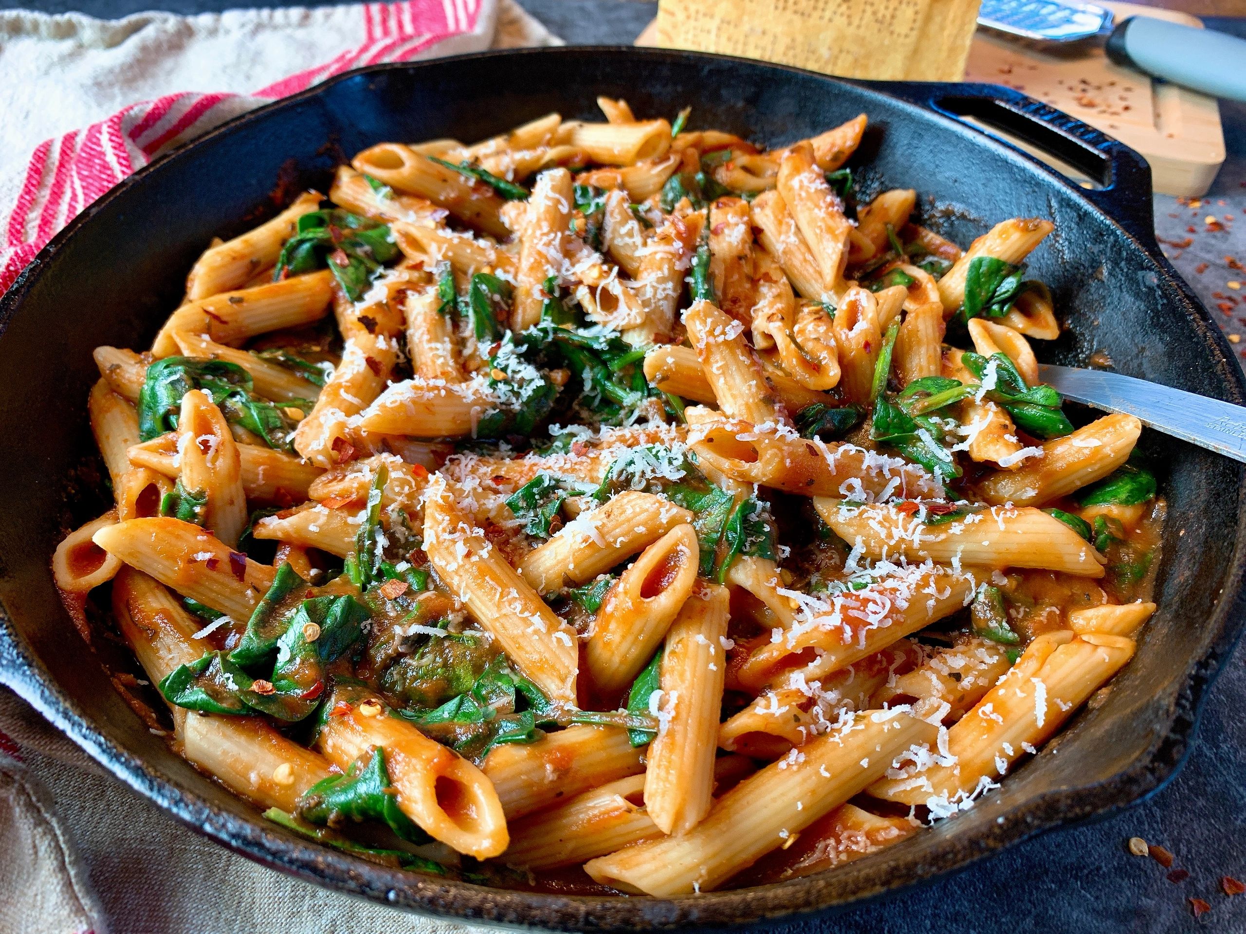 Pasta with Spinach Marinara