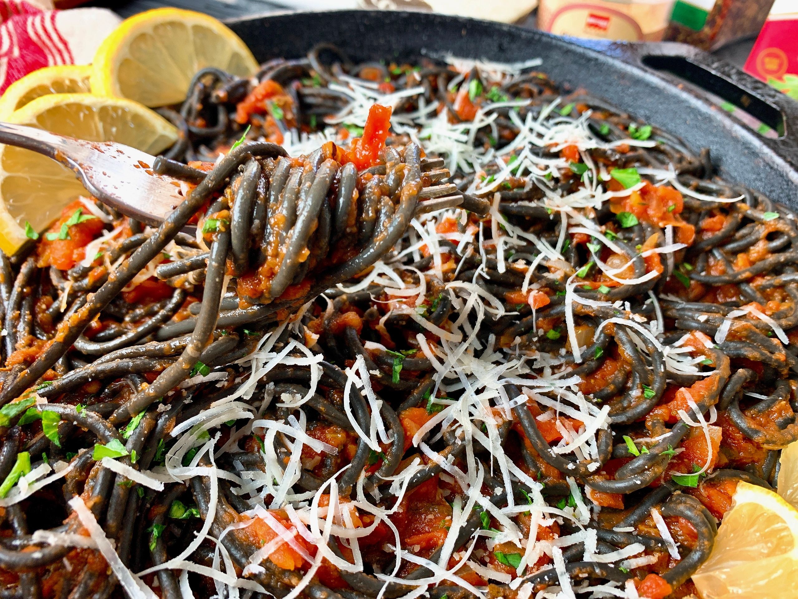 Homemade Squid Ink Pasta with Squids and Tomatoes - Cooking My Dreams