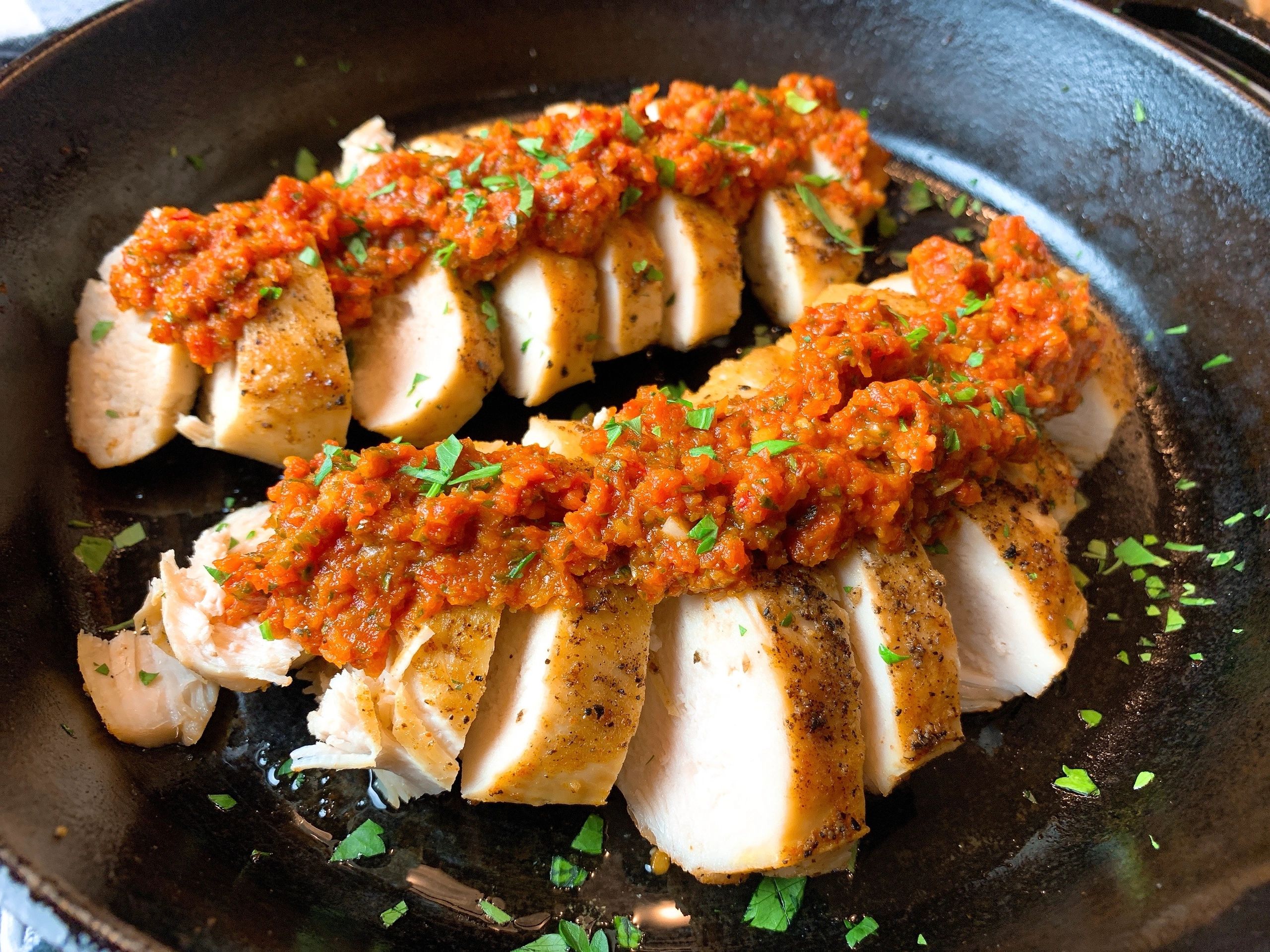 Chicken with Sun Dried Tomato Chimichurri