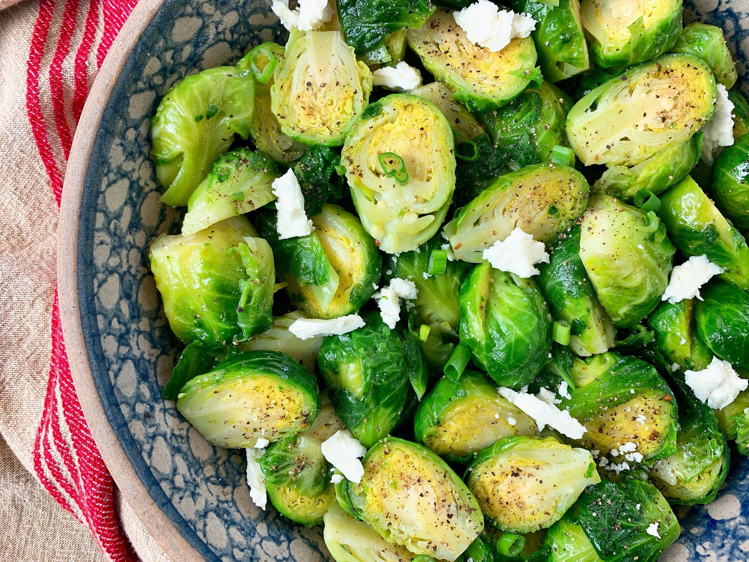 Honey Mustard Brussels Sprouts with Feta