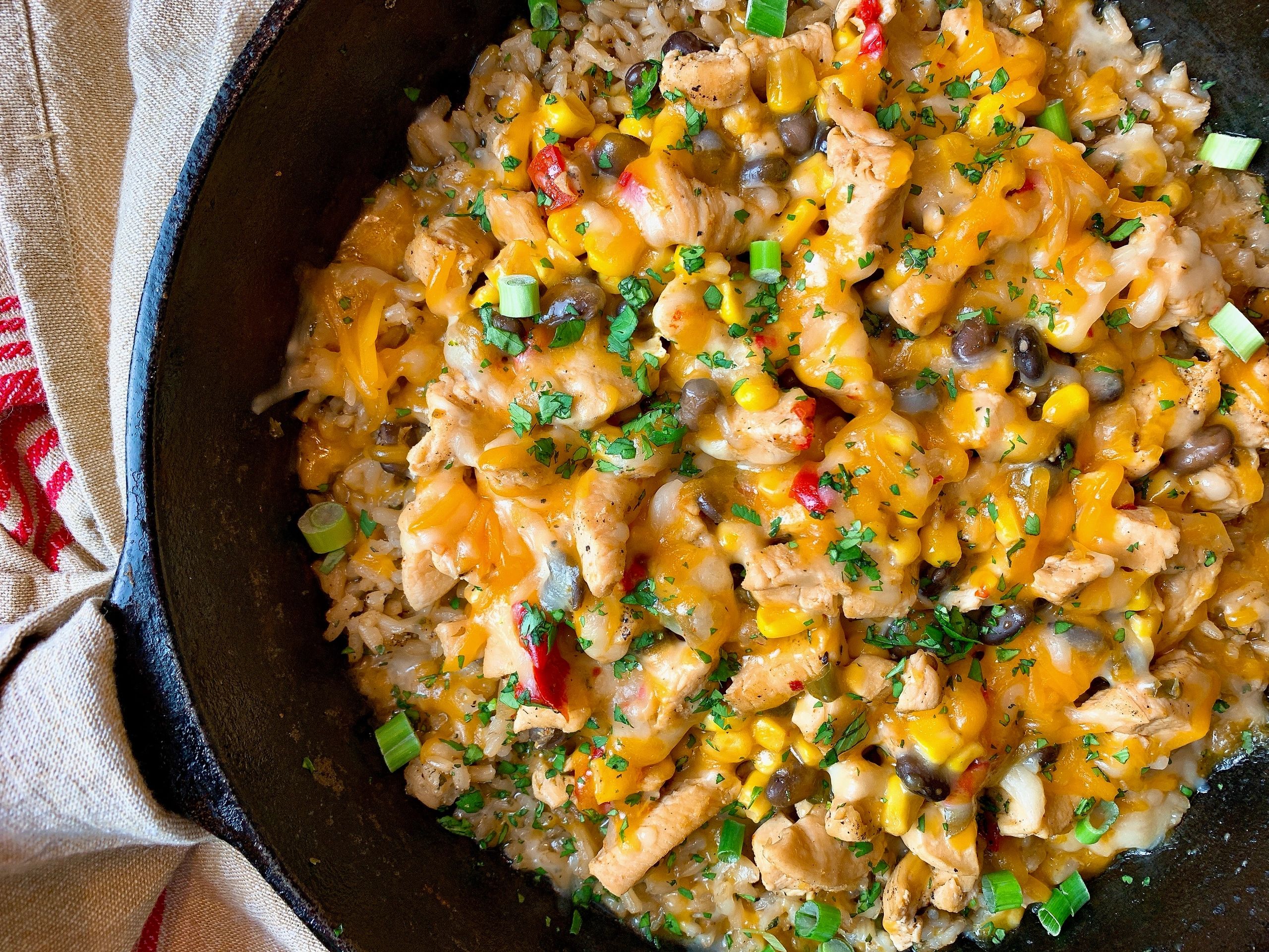 Cheesy Chicken With Black Beans Corn And Bell Peppers 