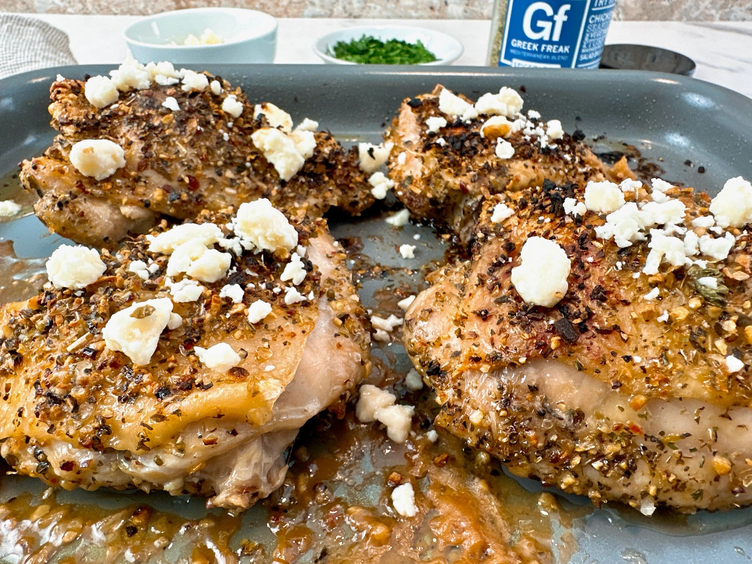 Crispy Mediterranean Chicken Thighs with Feta
