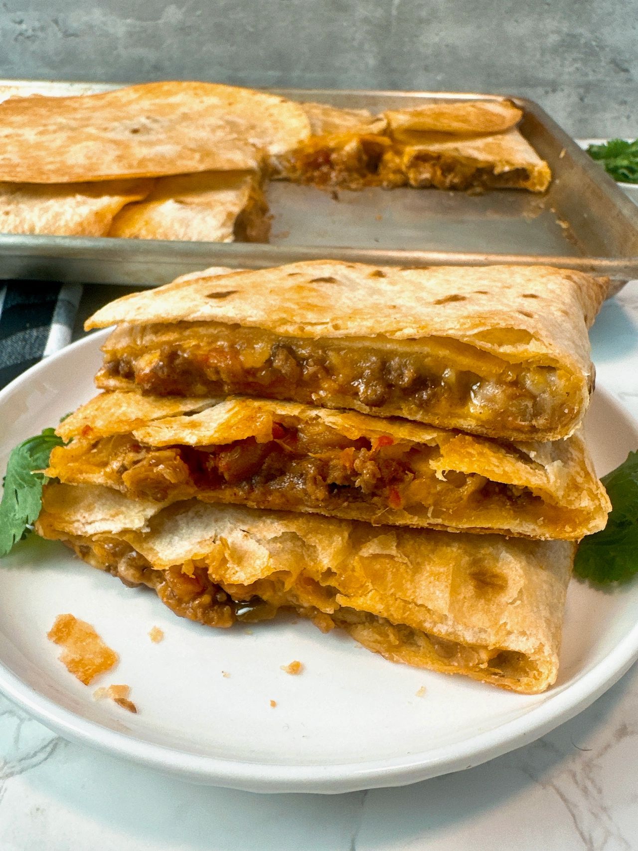 Sheet Pan Chicken Quesadillas