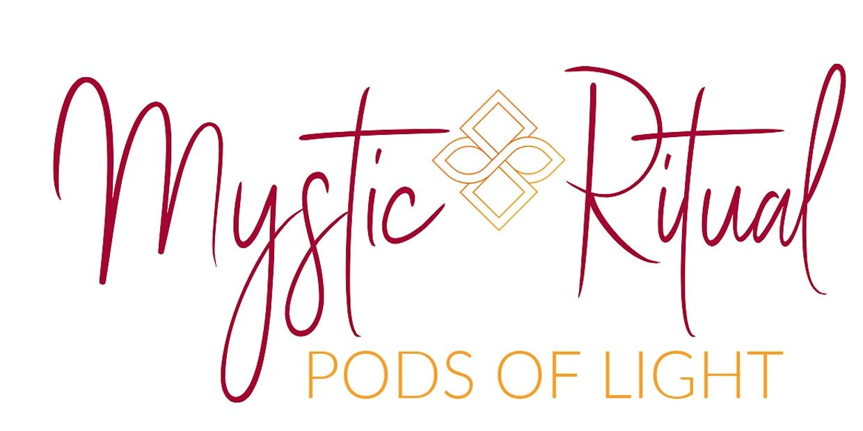 Mystic Ritual Pods of Light logo with elegant script and a golden symbol.