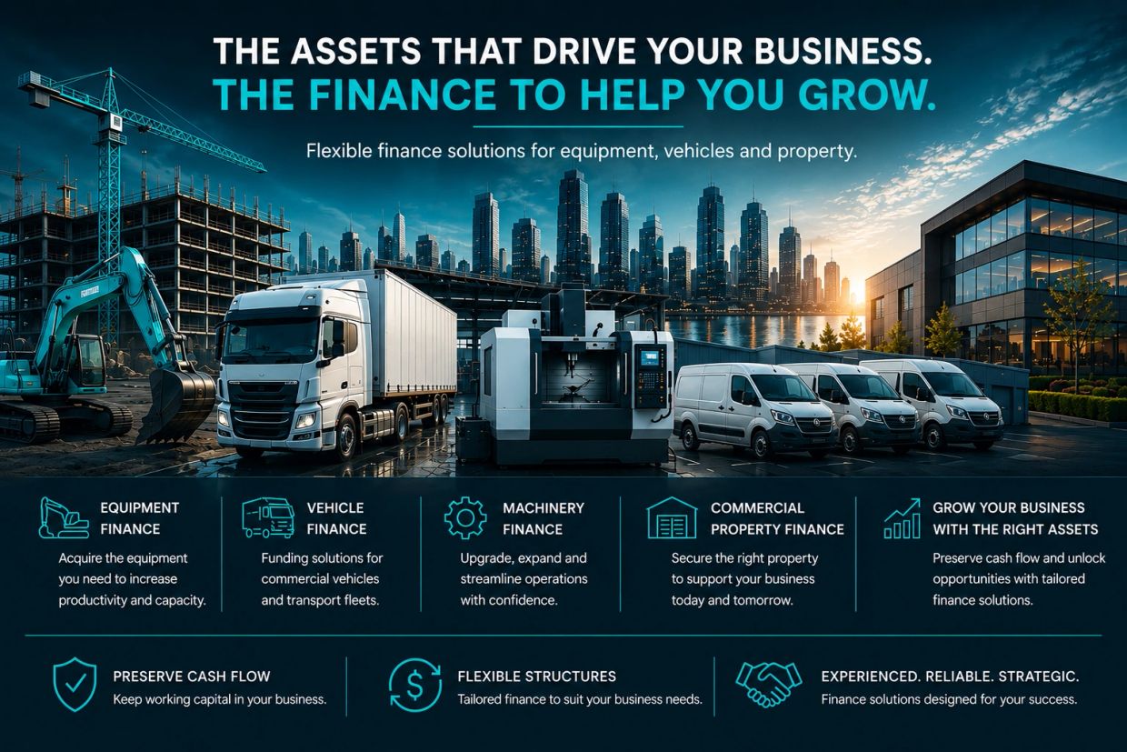 Business finance solutions for equipment, vehicles, and property.