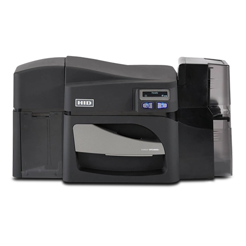 A black HID Fargo DTC4500e ID card printer.
