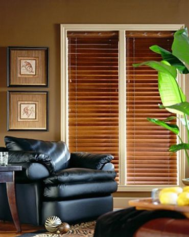 Dark brown window blinds