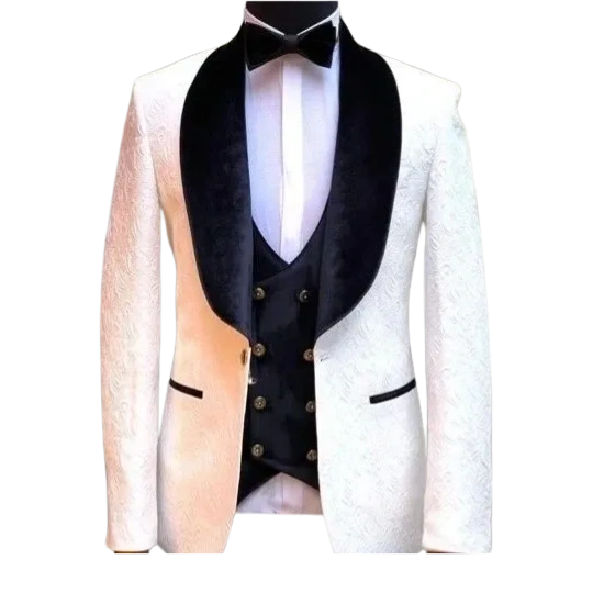 White Tuxedo With Black Velvet Tuxedo