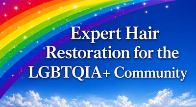 Rainbow-themed hair restoration for LGBTQIA+ community.